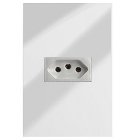 Conjunto Tomada 20a Horizontal 4x2 - RECTA Espelhada Gloss (Módulo Prata)